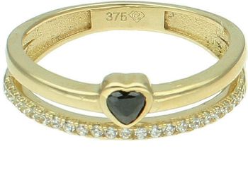 Złoty pierścionek damski 375 czarne serduszko rozmiar 11 PI 6618 375.jpg